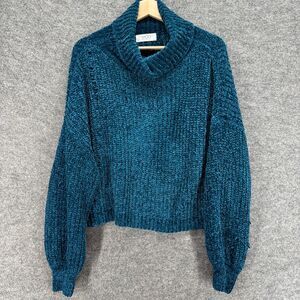 Mod On Trend Sweater Pullover Women S Small Blue Knit Turtleneck Long Sleeve